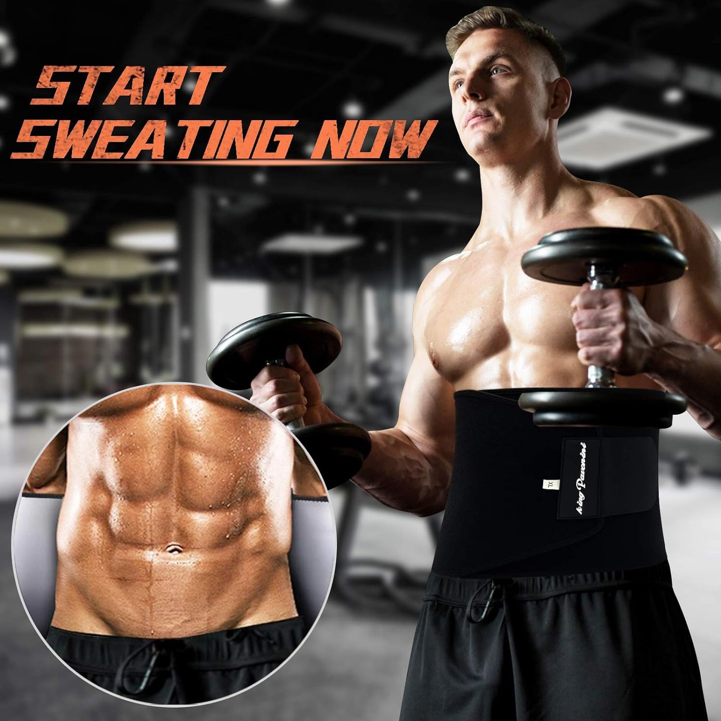 Waist Trimmer Sweat Belt – Adjustable Waist Trainer for Women & Men, Plus Size Available
