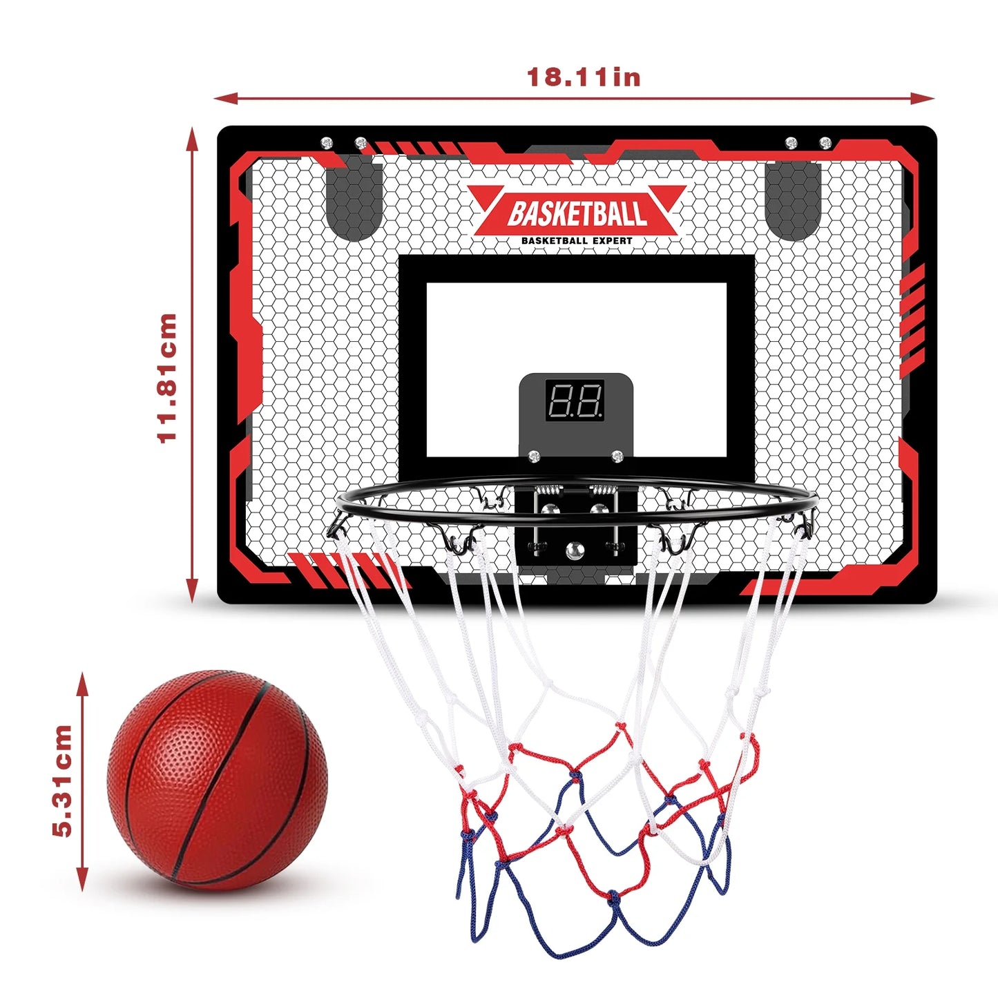 Over-the-Door Mini Basketball Hoop – LED Light Set with 2 Balls & Electronic Scoreboard for Kids & Adults