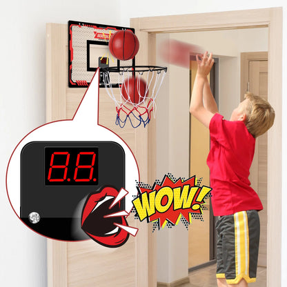 Over-the-Door Mini Basketball Hoop – LED Light Set with 2 Balls & Electronic Scoreboard for Kids & Adults