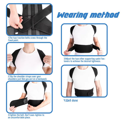 Adjustable Posture Corrector – Breathable Back, Shoulder & Lumbar Support Brace for Spine Alignment