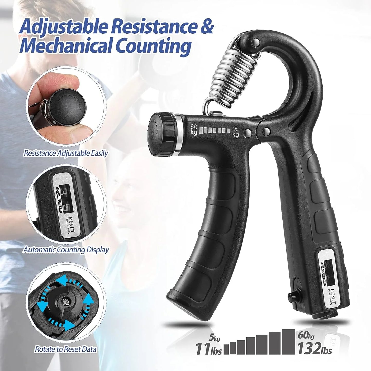 Adjustable Grip Strengthener Kit – 5-Pack Hand, Wrist & Forearm Trainer Set