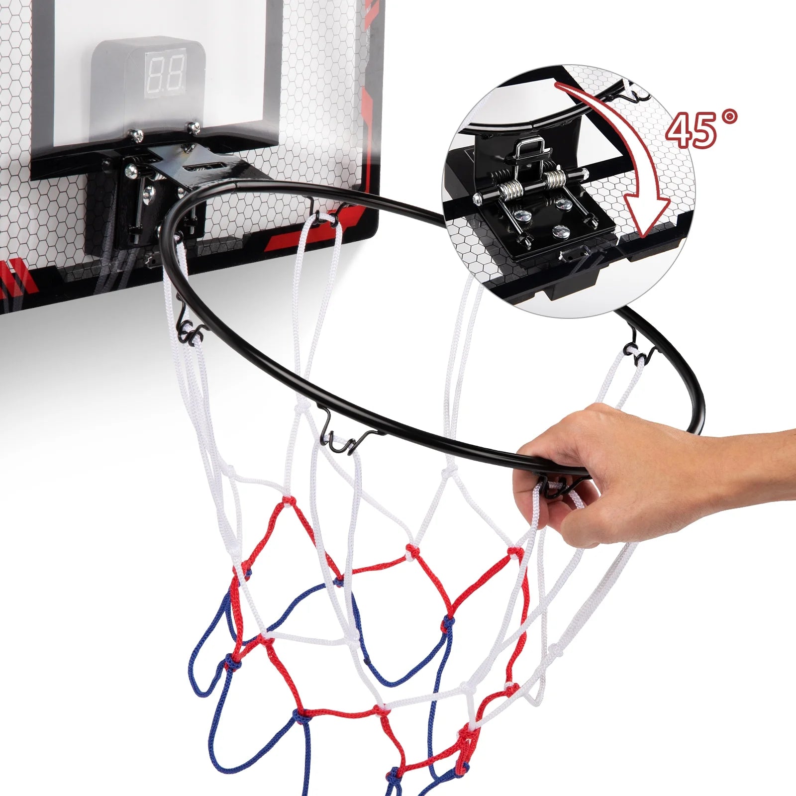 Over-the-Door Mini Basketball Hoop – LED Light Set with 2 Balls & Electronic Scoreboard for Kids & Adults