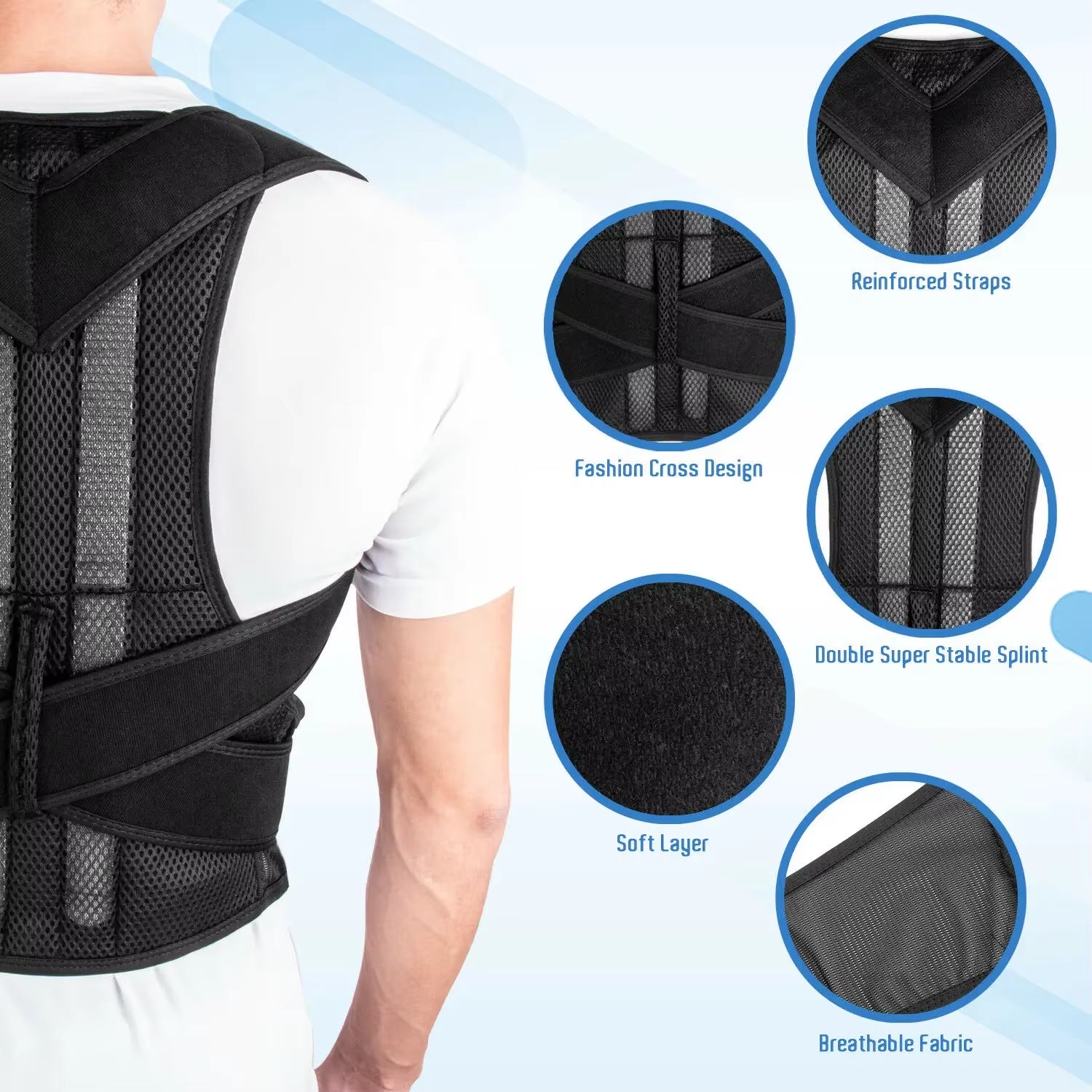 Adjustable Posture Corrector – Breathable Back, Shoulder & Lumbar Support Brace for Spine Alignment