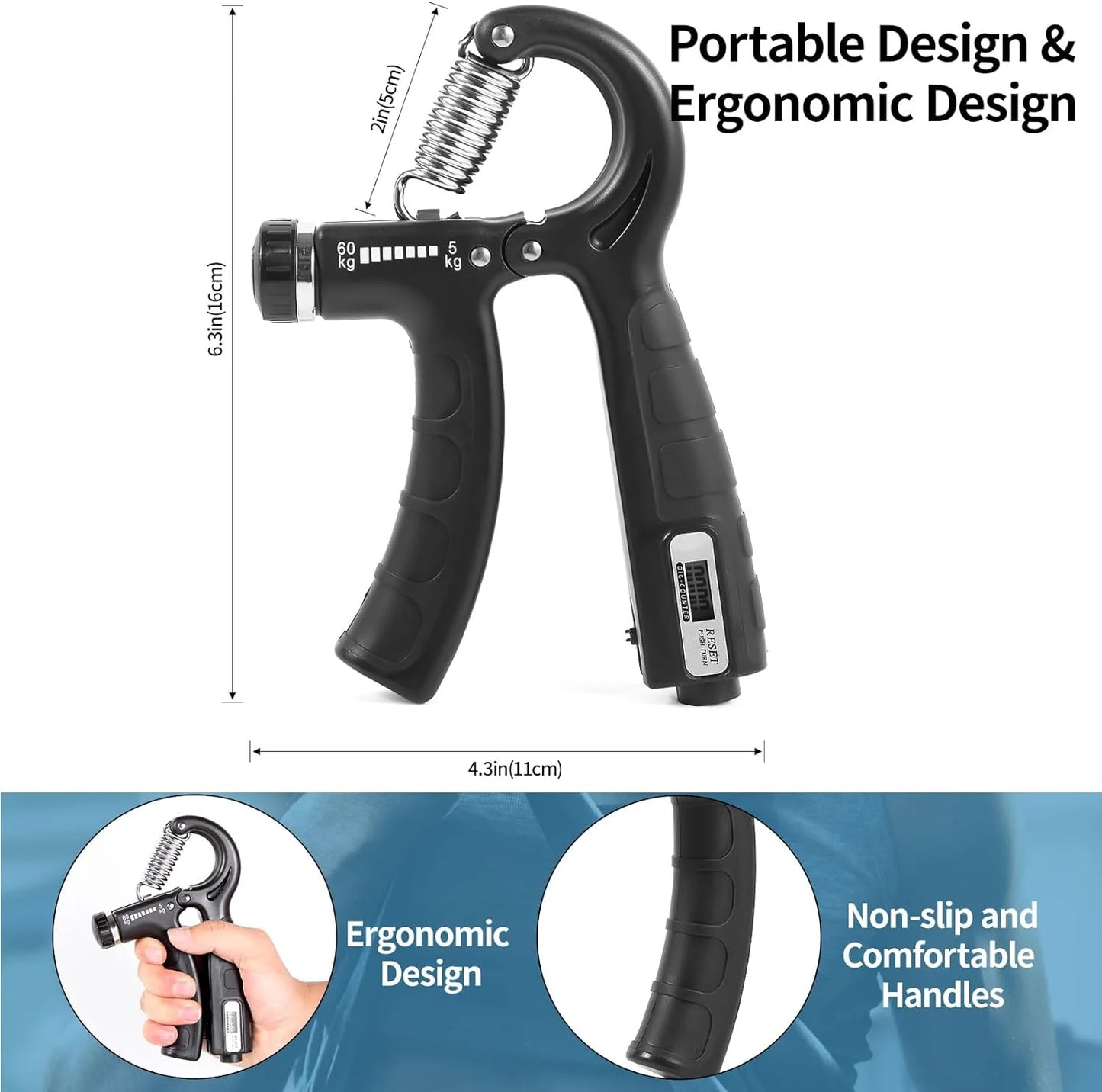 Adjustable Grip Strengthener Kit – 5-Pack Hand, Wrist & Forearm Trainer Set